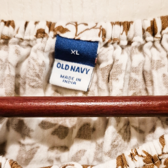 Old Navy Floral Peasant Blouse Brown & White Size XL - Picture 4 of 4